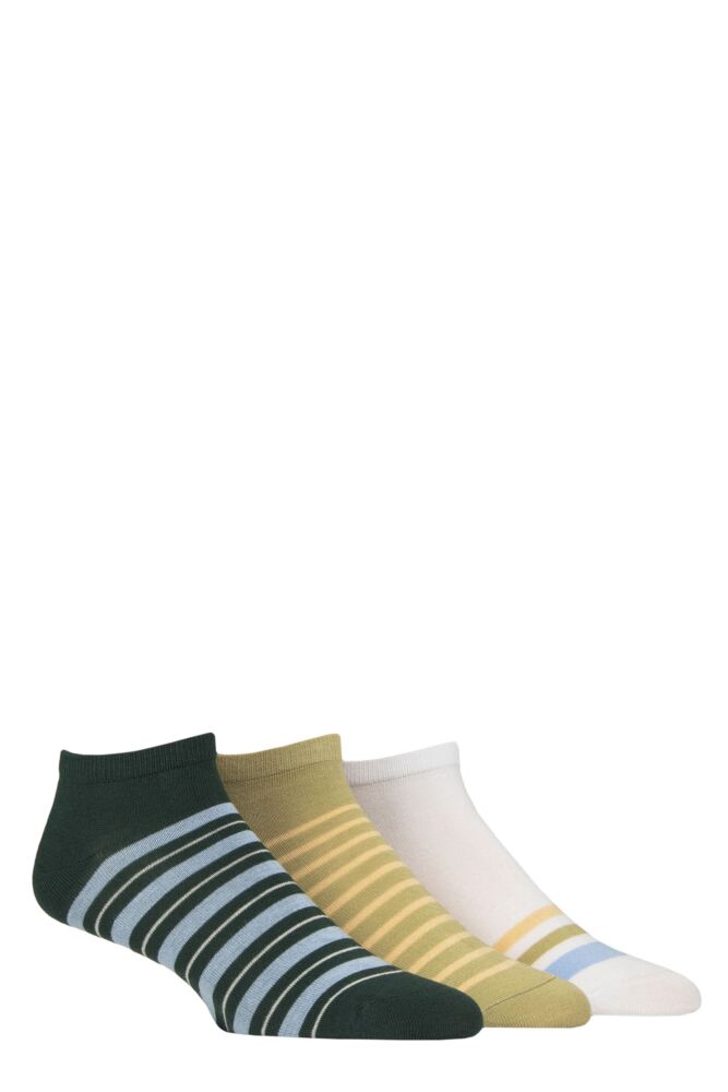 SOCKSHOP Mens Bamboo Plain & Patterned Trainer Socks With Smooth Toe Seams 3-Pair