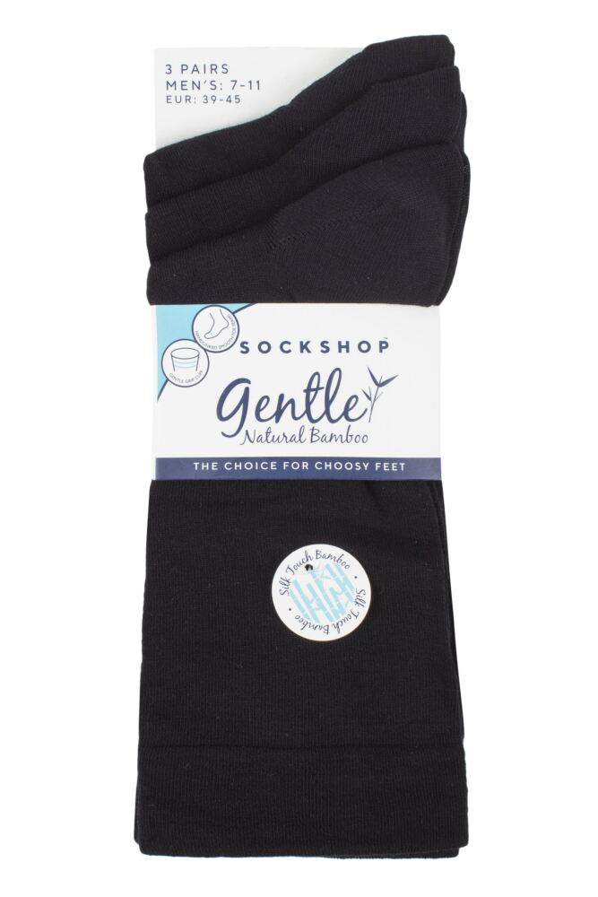 SOCKSHOP Mens Bamboo Plain Socks with Smooth Toe Seams & Comfort Cuff 3-Pair