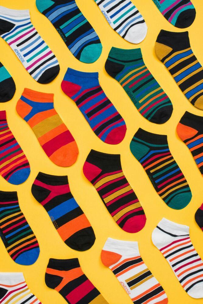 SOCKSHOP Mens Bamboo Striped & Plain Trainer Socks 5-Pair
