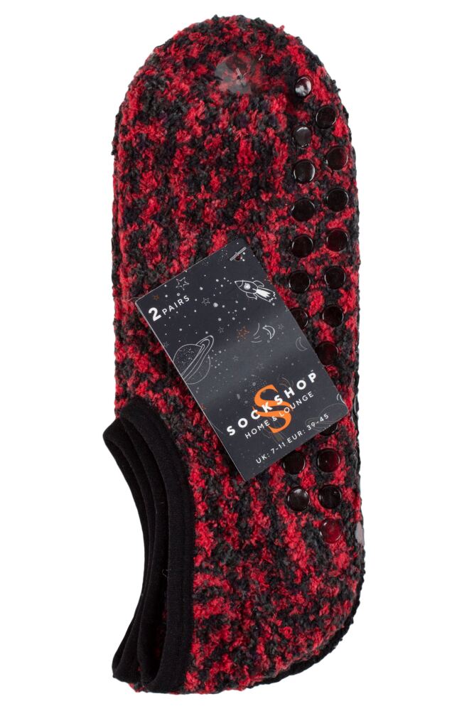 SOCKSHOP Mens Cosy Low Cut Slipper Socks with Grip 2-Pair