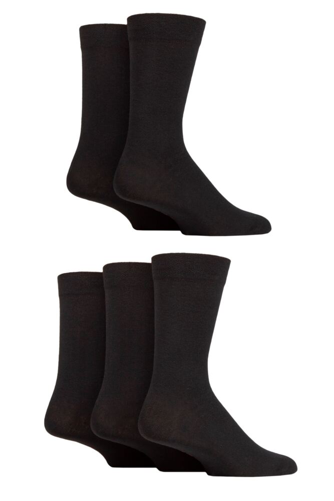 SOCKSHOP Mens Cotton Plain & Patterned Socks With Comfort Cuff 5-Pair