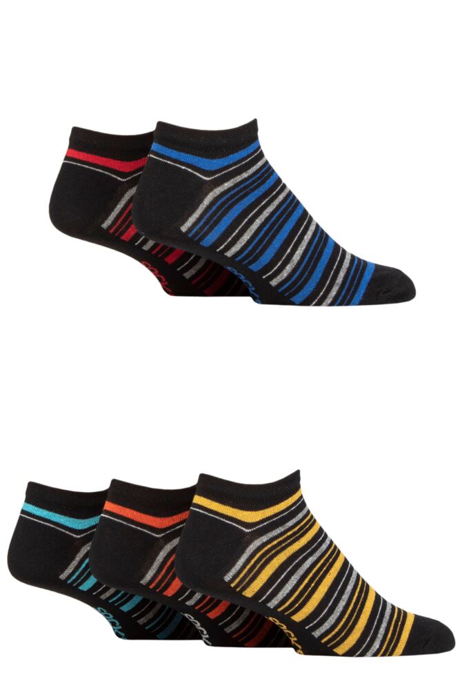 SOCKSHOP Mens Cotton Plain Striped Trainer Socks 5-Pair