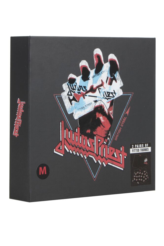 SOCKSHOP Mens Judas Priest 'British Steel' Boxer Shorts 2-Pack Gift Box