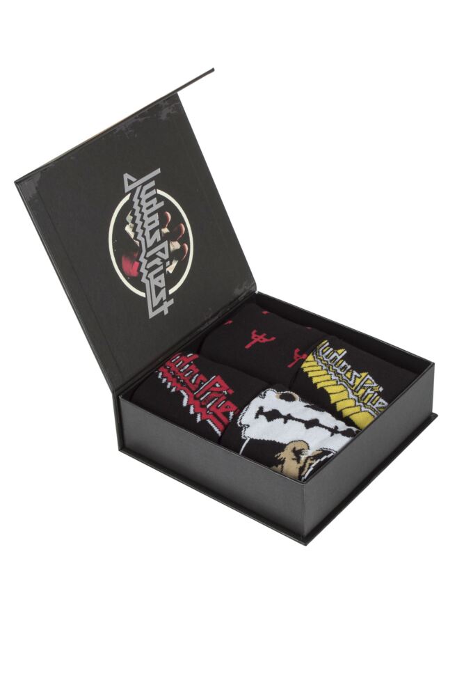 SOCKSHOP Mens Judas Priest 'British Steel' Cotton Socks 4-Pair Gift Box