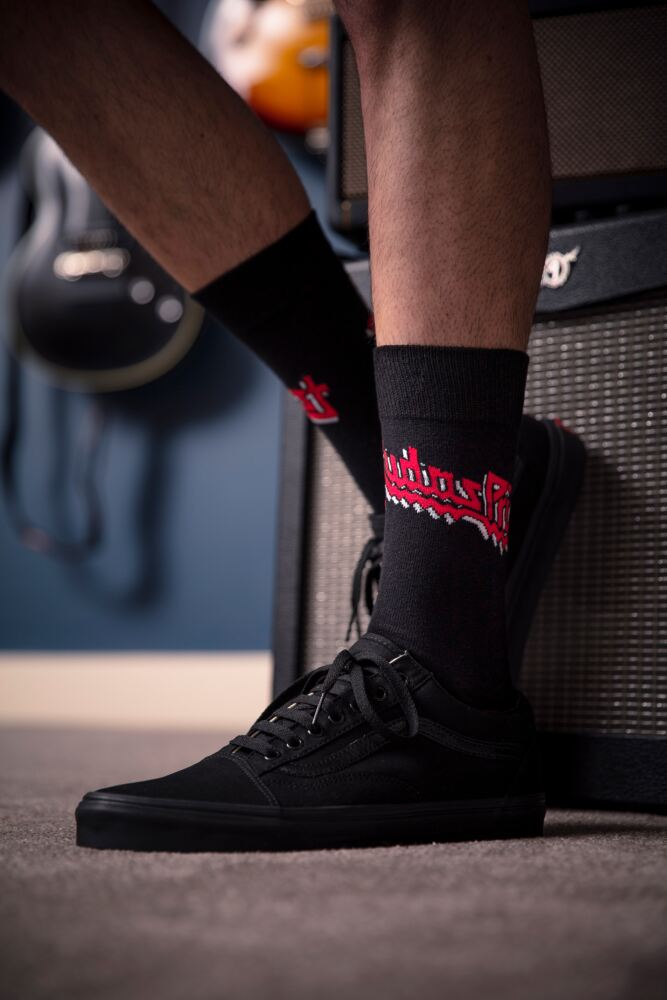 SOCKSHOP Mens Judas Priest 'British Steel' Cotton Socks 4-Pair Gift Box