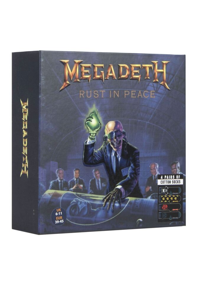 SOCKSHOP Mens Megadeth 'Rust in Peace' Cotton Socks 4-Pair Gift Box