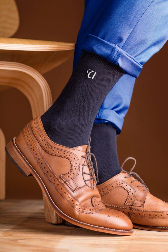 SOCKSHOP Mens Modal Individual Embroidered Initial Socks - U-Z