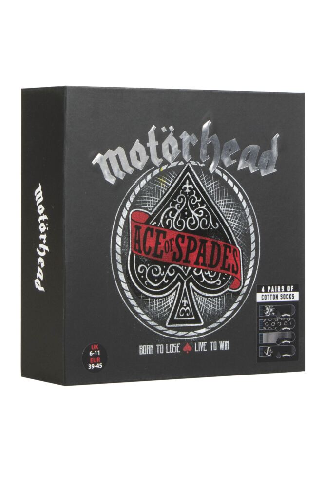 SOCKSHOP Mens Motörhead 'Ace of Spades' Cotton Socks 4-Pair Gift Box