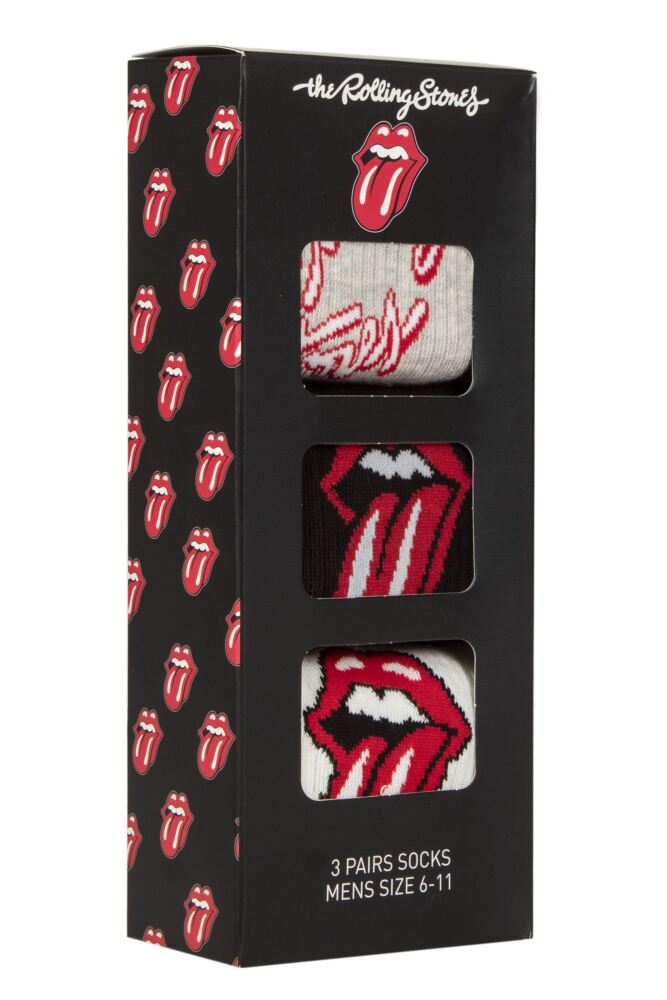 SOCKSHOP Mens Music Collection The Rolling Stones Gift Boxed Cotton Socks 3-Pair