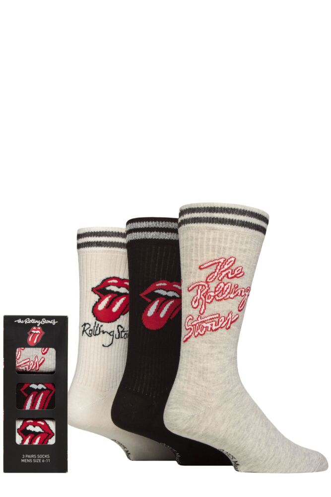 SOCKSHOP Mens Music Collection The Rolling Stones Gift Boxed Cotton Socks 3-Pair