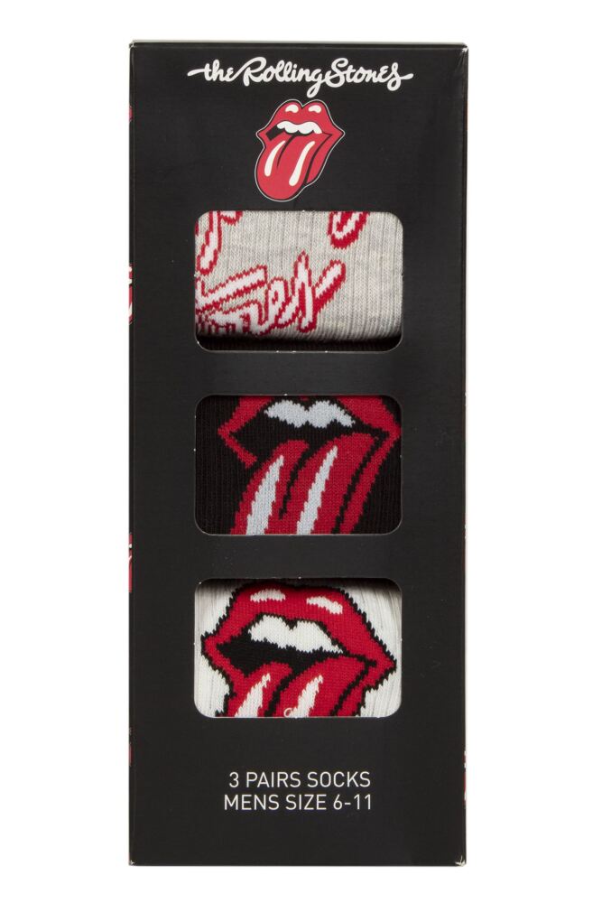 SOCKSHOP Mens Music Collection The Rolling Stones Gift Boxed Cotton Socks 3-Pair