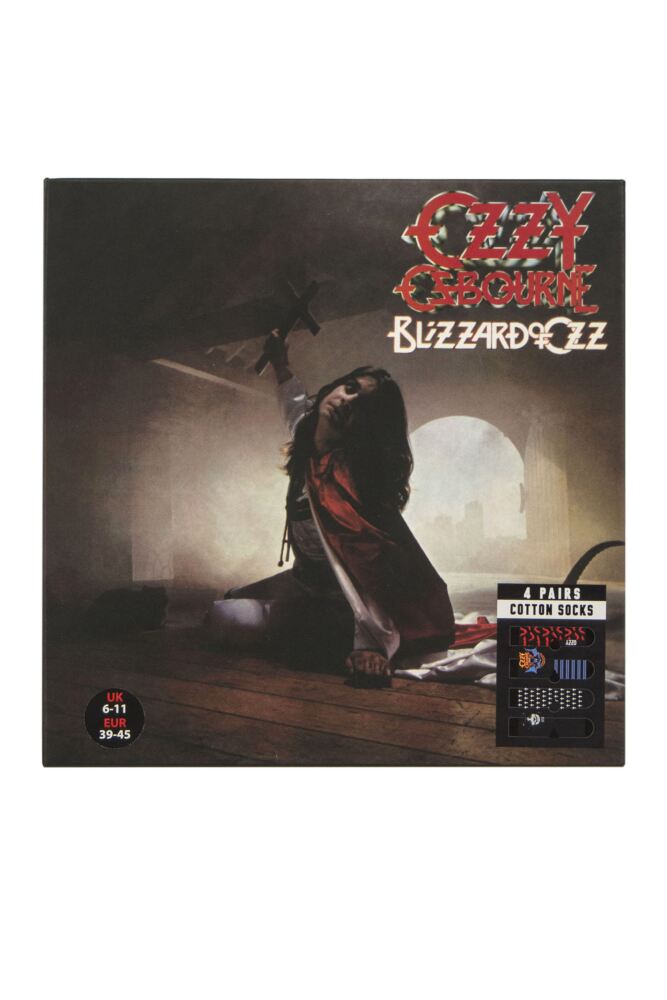 SOCKSHOP Mens Ozzy Osbourne 'Blizzard Of Ozz' Cotton Socks 4-Pair Gift Box