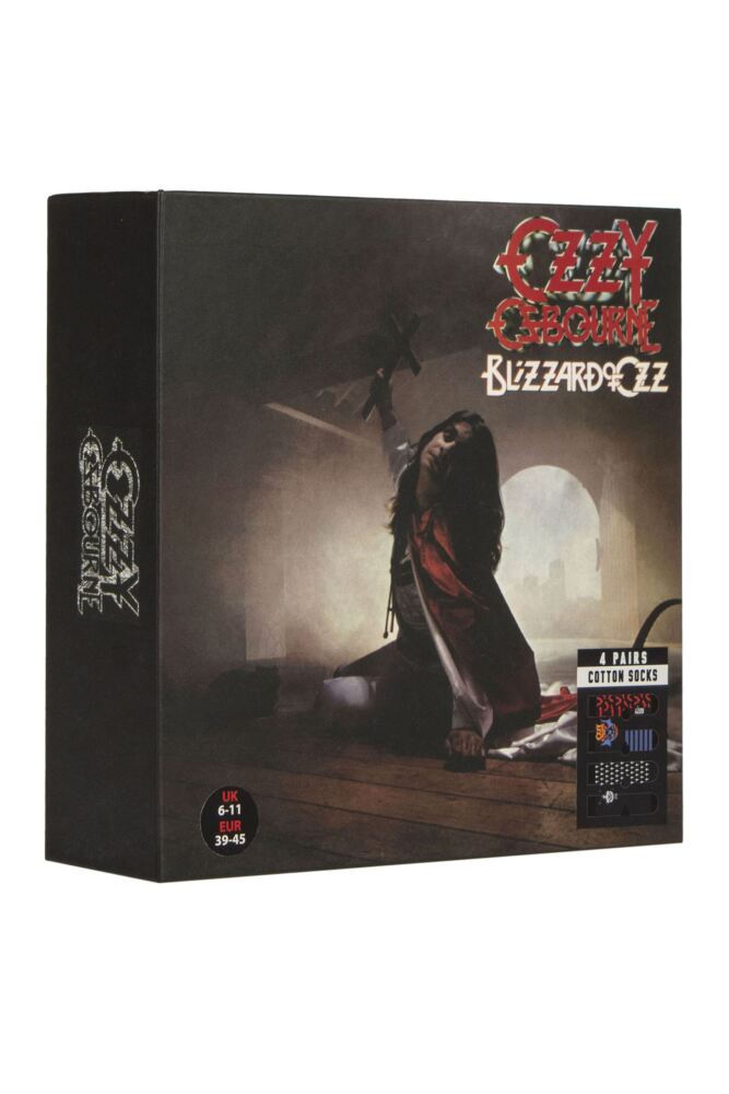 SOCKSHOP Mens Ozzy Osbourne 'Blizzard Of Ozz' Cotton Socks 4-Pair Gift Box