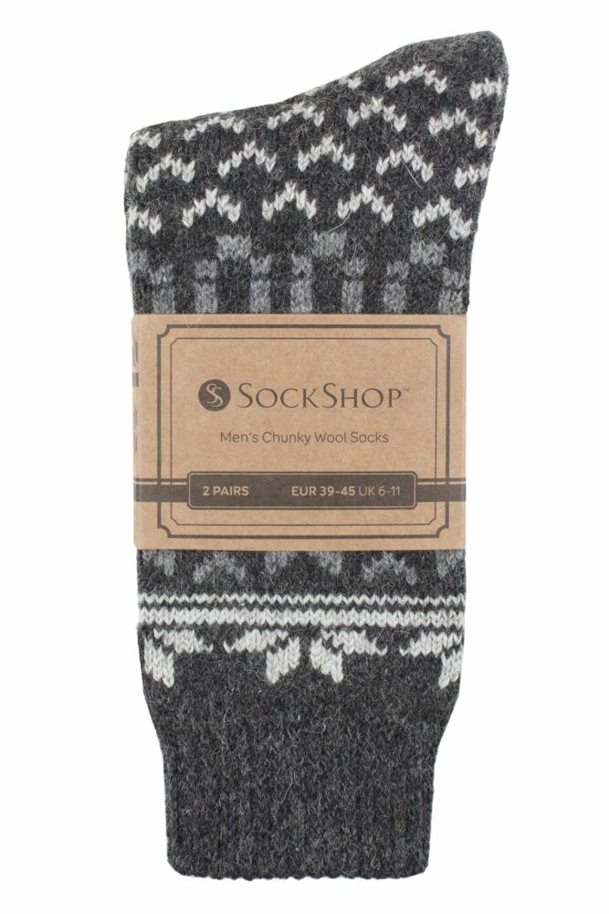 SOCKSHOP Mens Ribbed Boot Socks with Smooth Toe Seams 2-Pair