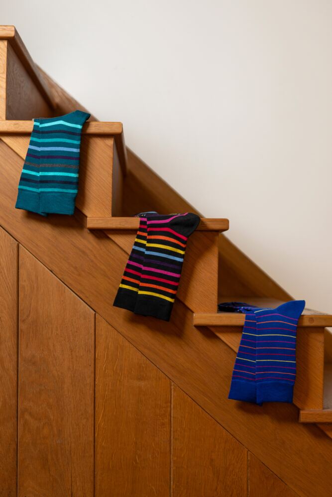 SOCKSHOP Mens & Womens Bamboo Colour Burst Striped Socks With Smooth Toe Seams