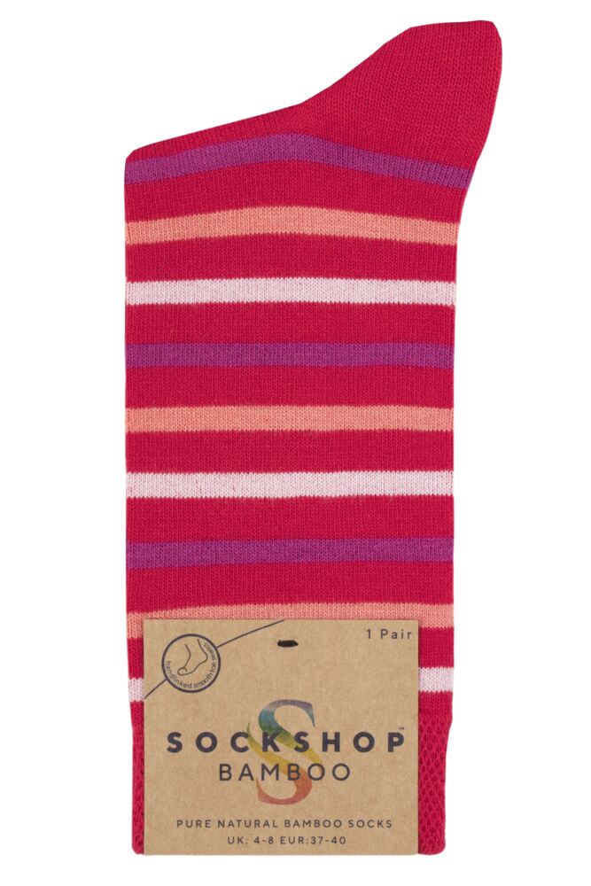 SOCKSHOP Mens & Womens Bamboo Colour Burst Striped Socks with Smooth Toe Seams
