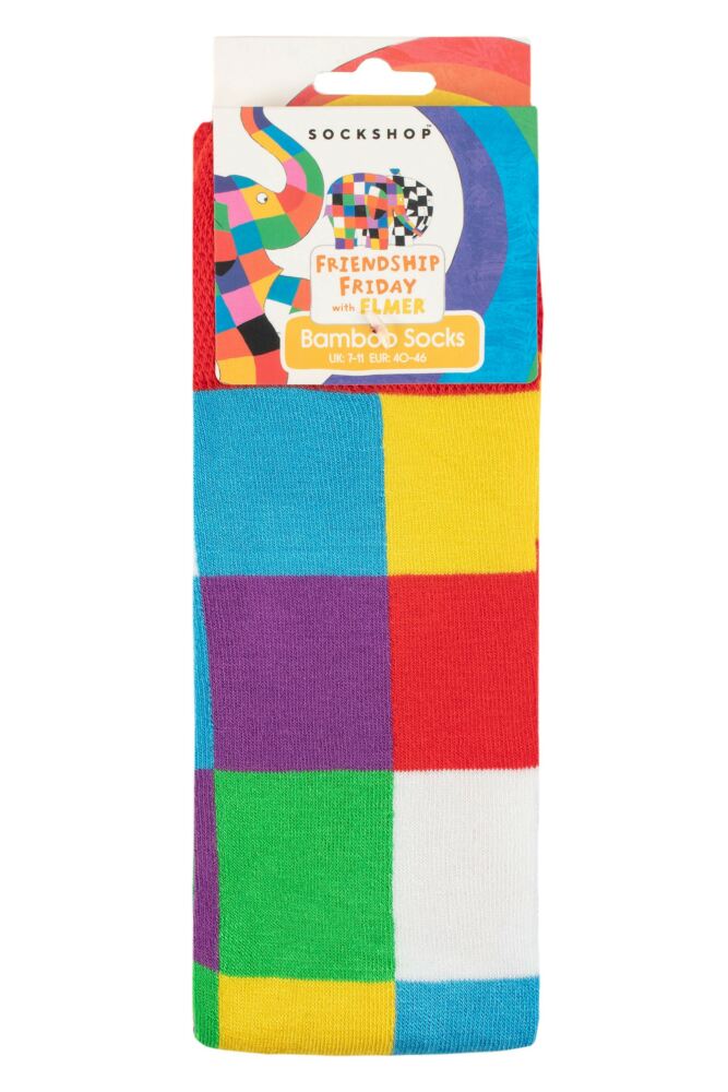 SOCKSHOP Mens & Womens Bamboo Friendship Friday with Elmer Patchwork Socks