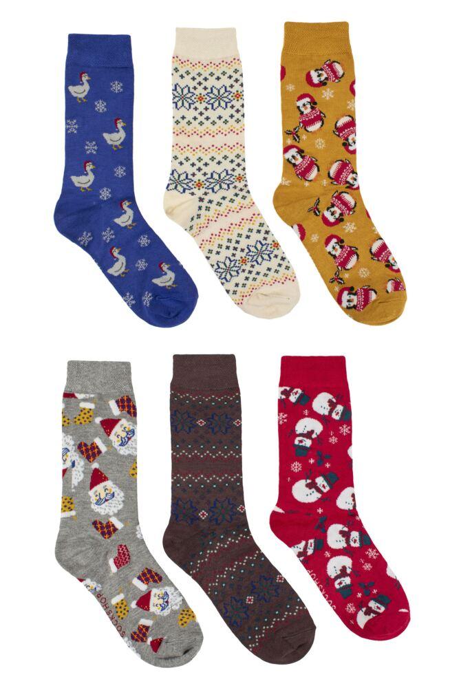 SOCKSHOP Mens & Womens Christmas Cracker Bamboo Socks 6-Pair Gift Box
