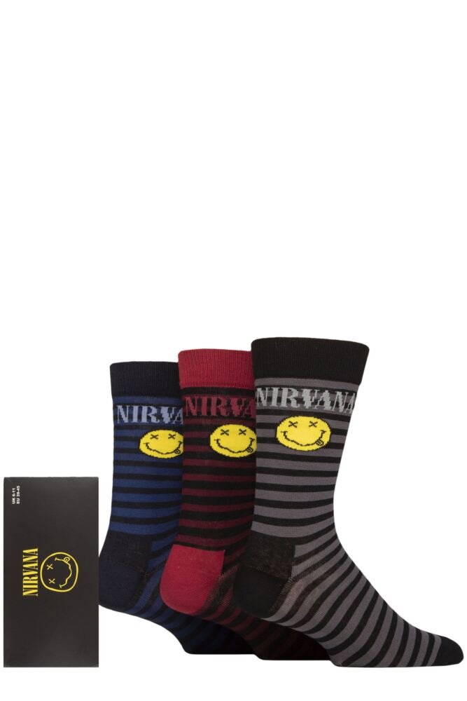 SOCKSHOP Mens & Womens Cotton Music Collection Nirvana Socks 3-Pair Gift Box