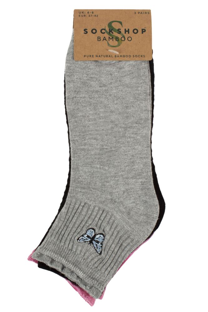 SOCKSHOP Womens Bamboo Frill Welt Ribbed Anklet Socks 3-Pair