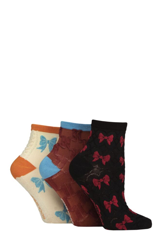 SOCKSHOP Womens Bamboo Patterned Pelerine Anklet Socks 3-Pair
