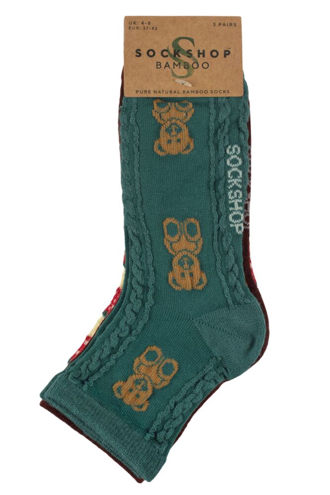 SOCKSHOP Womens Bamboo Patterned Pelerine Anklet Socks 3-Pair