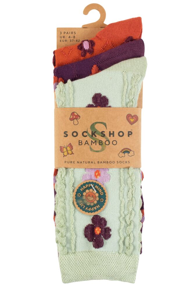 SOCKSHOP Womens Bamboo Patterned Pelerine Socks 3-Pair