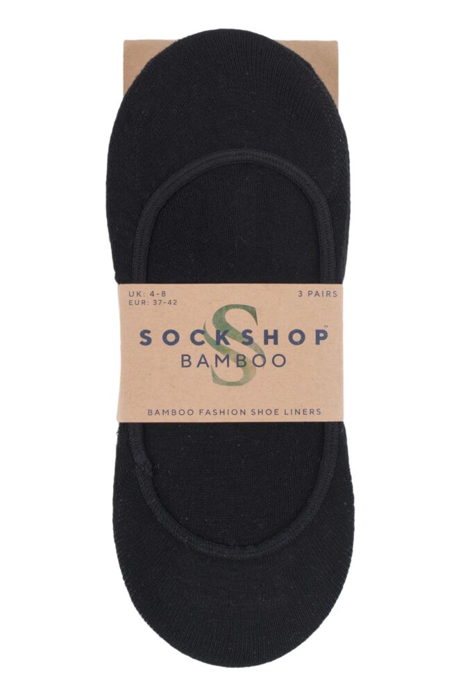 SOCKSHOP Womens Bamboo Plain & Patterned Shoe Liners 3-Pair