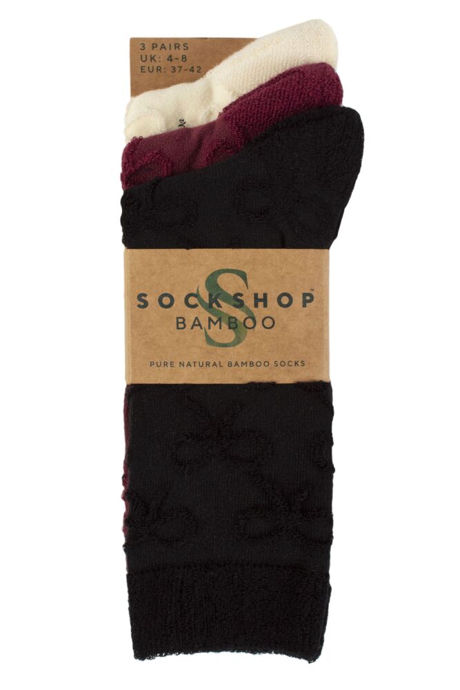 SOCKSHOP Womens Bamboo Textured Patterned Socks 3-Pair
