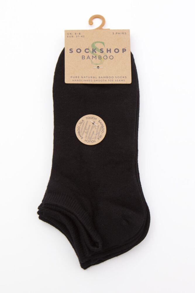 SOCKSHOP Womens Bamboo Trainer Socks with Smooth Toe Seams 3-Pair