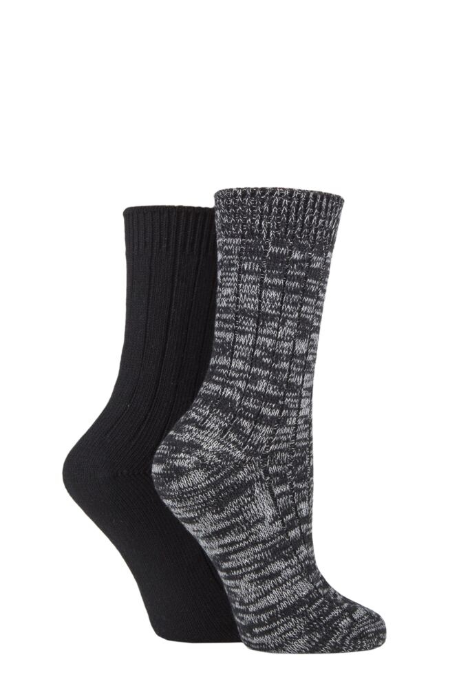 SOCKSHOP Womens Cotton Chunky Rib Boot Socks 2-Pair