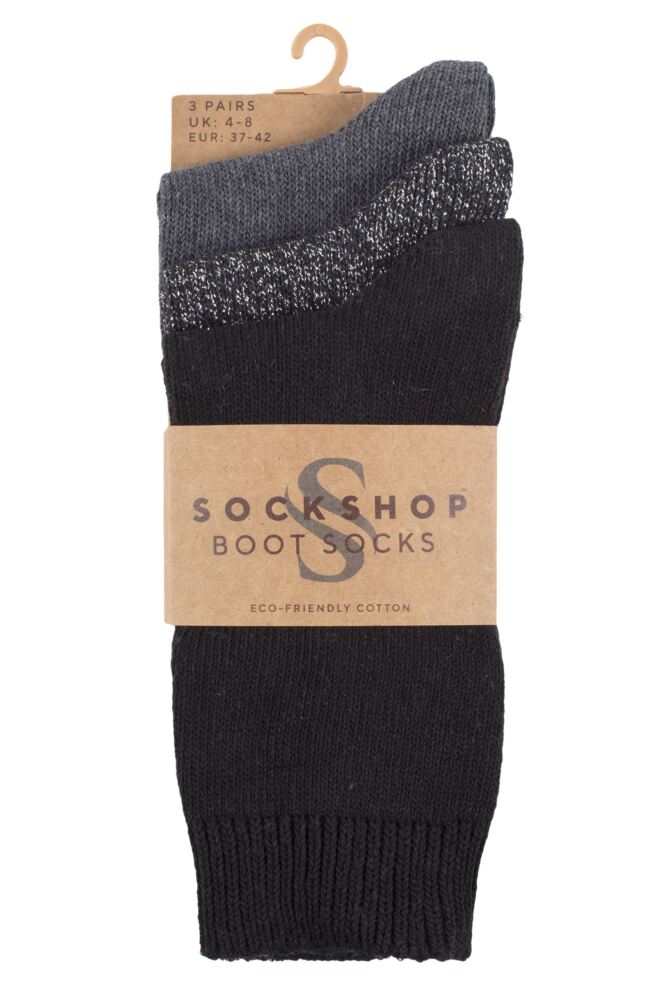 SOCKSHOP Womens Cotton Plain & Glitter Lurex Boot Socks 3-Pair