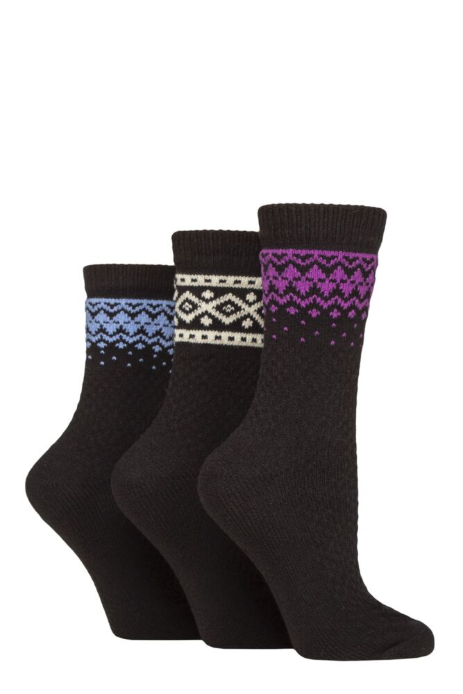 SOCKSHOP Womens Fair Isle Patterned Boot Socks 3-Pair