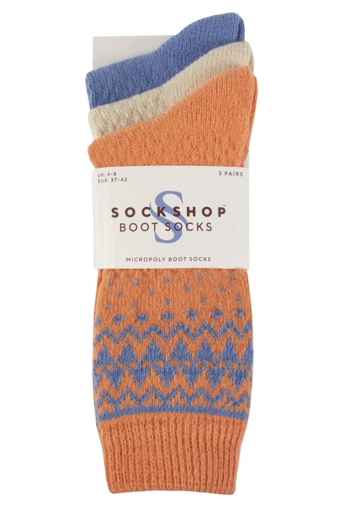 SOCKSHOP Womens Fair Isle Patterned Boot Socks 3-Pair