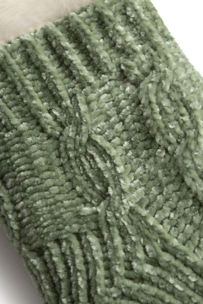 SOCKSHOP Womens Faux Fur Lined Chenille Cable Slipper Socks