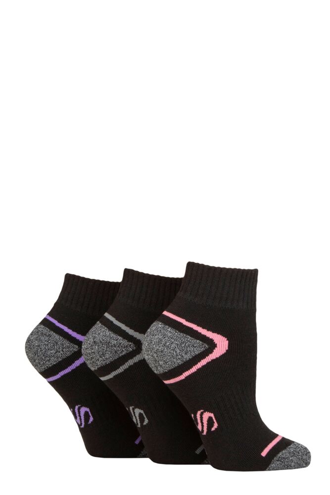 SOCKSHOP Womens Performance Sport Cushioned Ankle Socks 3-Pair