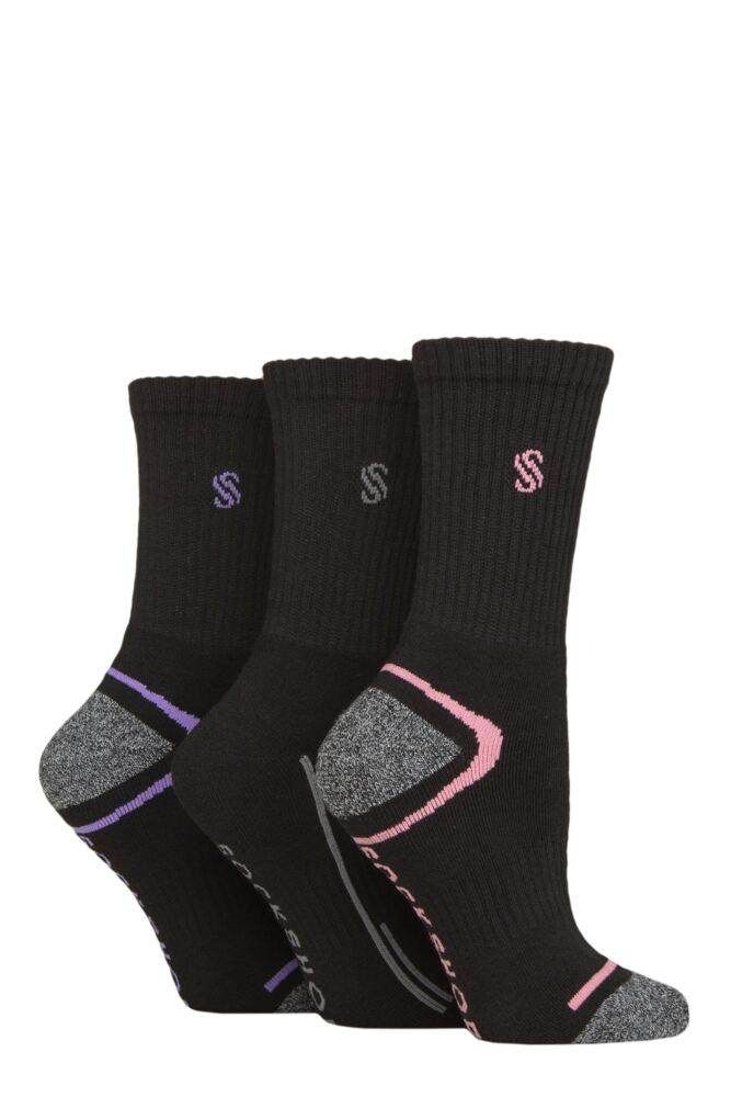 SOCKSHOP Womens Performance Sport Cushioned Crew Socks 3-Pair