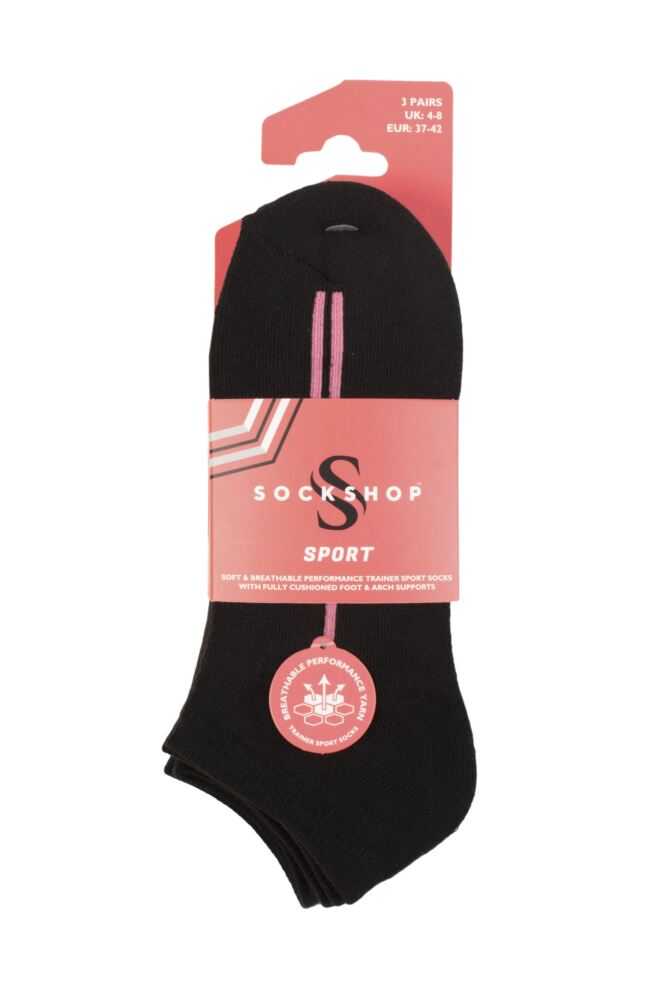 SOCKSHOP Womens Performance Sport Cushioned Trainer Socks 3-Pair