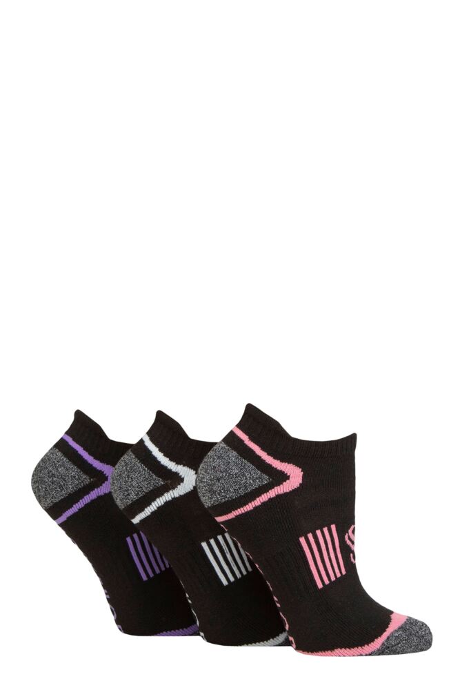 SOCKSHOP Womens Performance Sport Half Cushioned Tech Trainer Socks 3-Pair