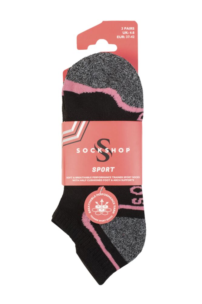 SOCKSHOP Womens Performance Sport Half Cushioned Tech Trainer Socks 3-Pair