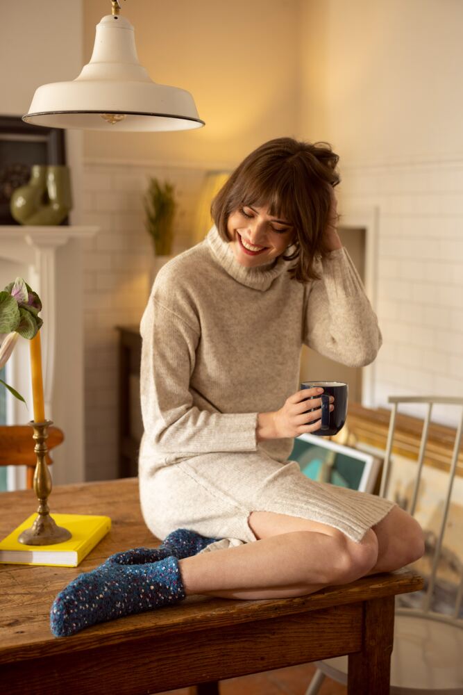 SOCKSHOP Womens Popcorn Feather Slipper Socks With Grip 2-Pair