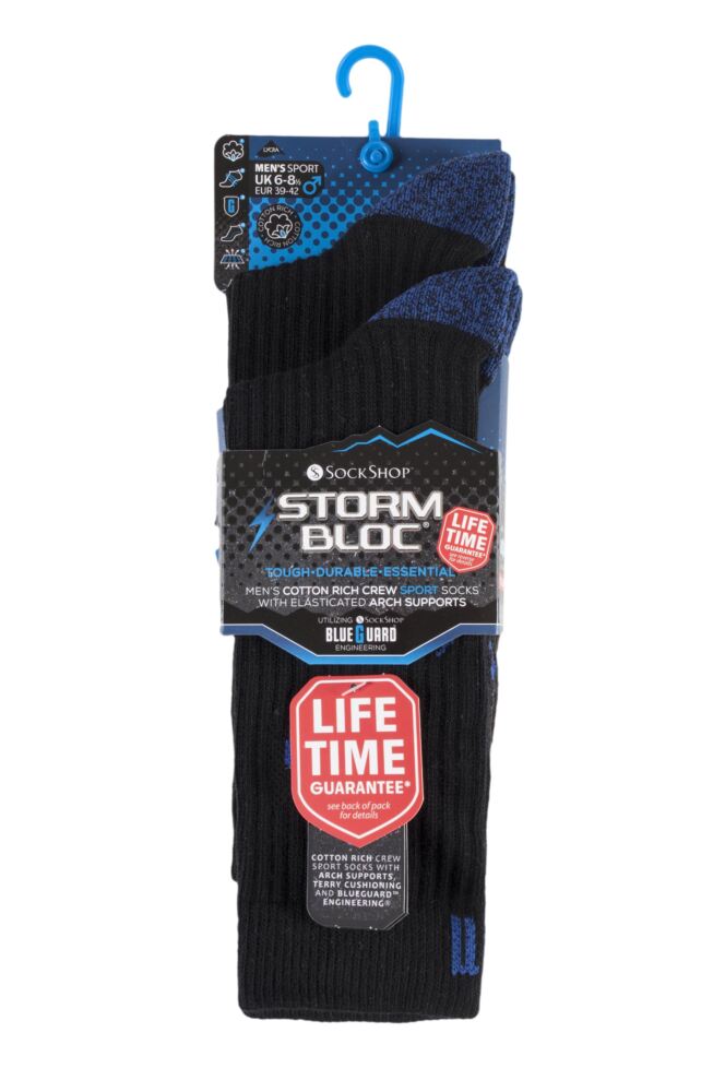 sockshop Storm BlocMens Cotton Sports Crew Socks 2-Pair