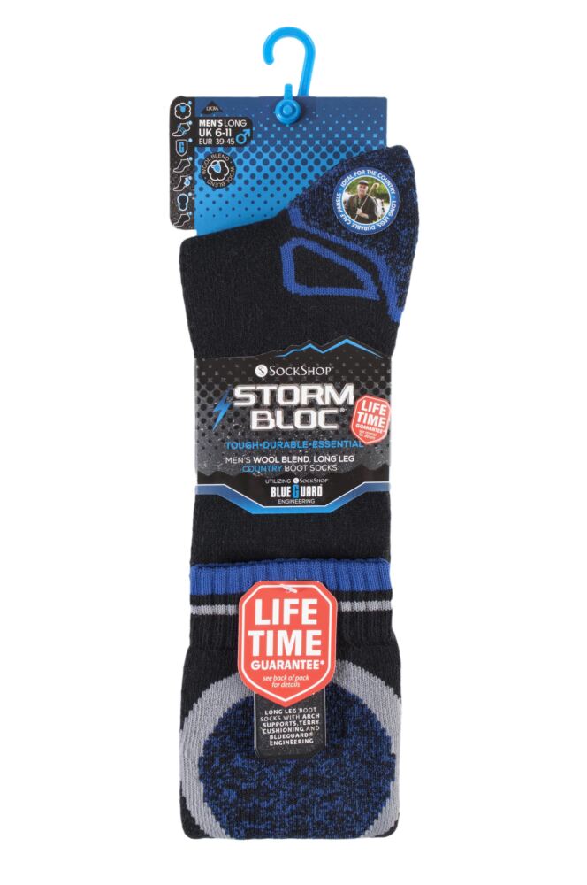 sockshop Storm BlocMens Wool Blend Long Country Socks