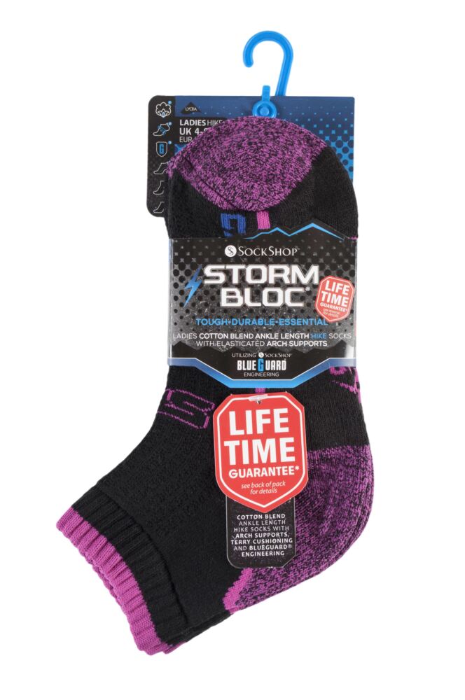 sockshop Storm BlocWomens Cotton Ankle High Hiking Socks 2-Pair