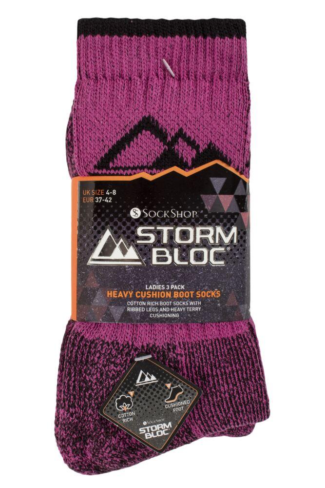 sockshop Storm BlocWomens Cotton Luxury Heavy Cushion Boot Socks 3-Pair