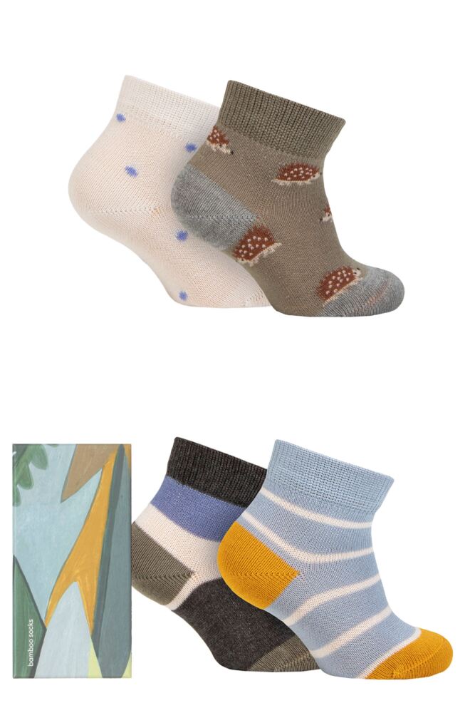 Sockshop ThoughtBabies & Kids Bamboo Ray Hedgehog Socks 4-Pair Gift Box