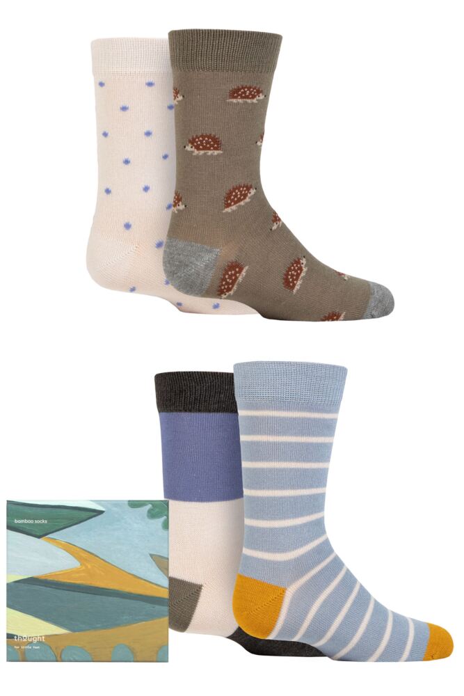 Sockshop ThoughtBabies & Kids Bamboo Ray Hedgehog Socks 4-Pair Gift Box