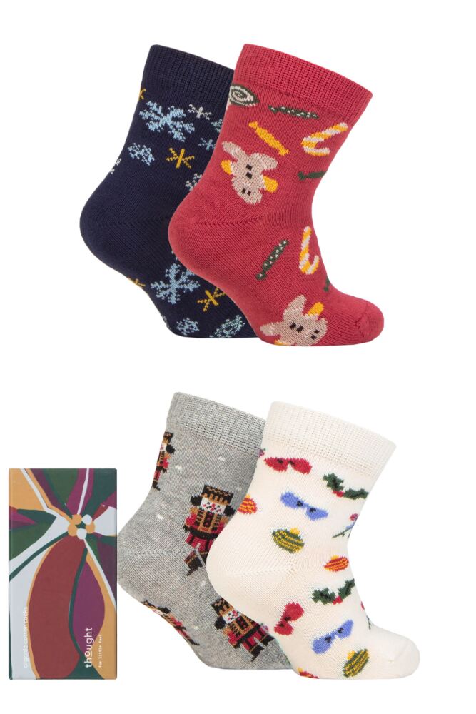 Sockshop ThoughtKids Organic Cotton Noel Christmas Socks 4-Pair Gift Box