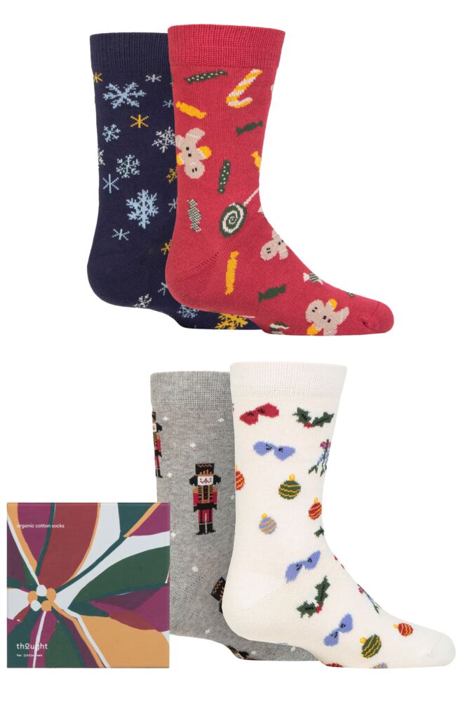 Sockshop ThoughtKids Organic Cotton Noel Christmas Socks 4-Pair Gift Box