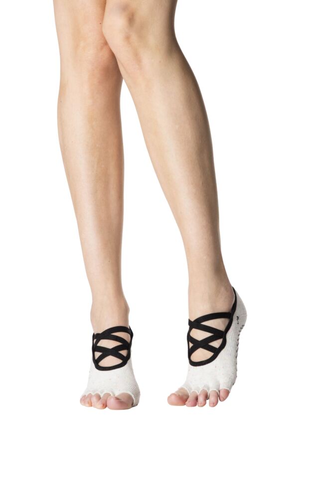 Sockshop ToeSoxWomens Cotton Ballet Cross Half Toe Socks With Grip